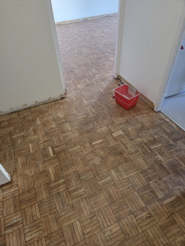 remise à neuf parquet interieur salon et entrée 
chantier montpellier